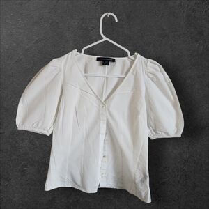 French Connection Womens Size 2 Ivory Button-Up Blouse